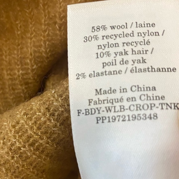 NWT Everlane The Cozy Stretch Yak Wool Ribbed Crop Tank Sweater - Picture 7 of 10